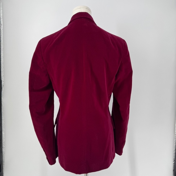 Vtg Mulberry Street Velvet Blazer Size 9/10 Wine Berry Red Holiday Party Preppy - Picture 2 of 15